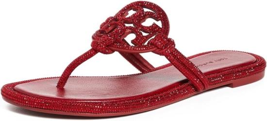  토리버치 슈즈 밀러 노티드 파베 스웨이드 샌들 루비