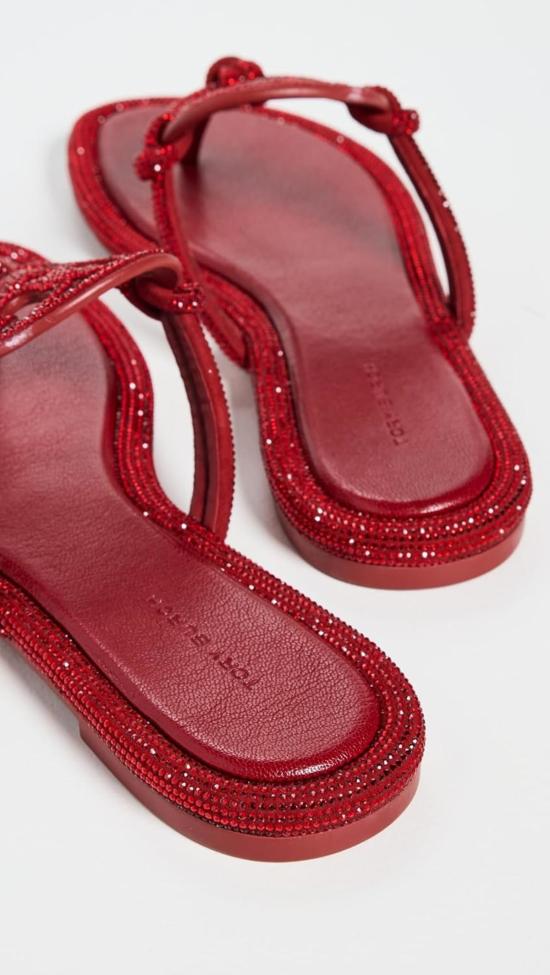  토리버치 슈즈 밀러 노티드 파베 스웨이드 샌들 루비 - TORY BURCH