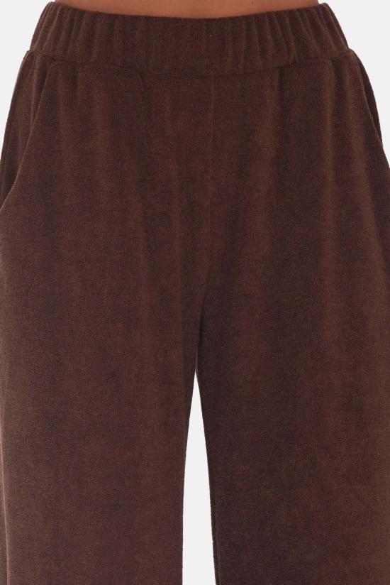  더 타일 클럽 스트레이트 팬츠 타일 클럽 골디 와이드 레그 테리 팬츠 브라운 - THE TILE CLUB