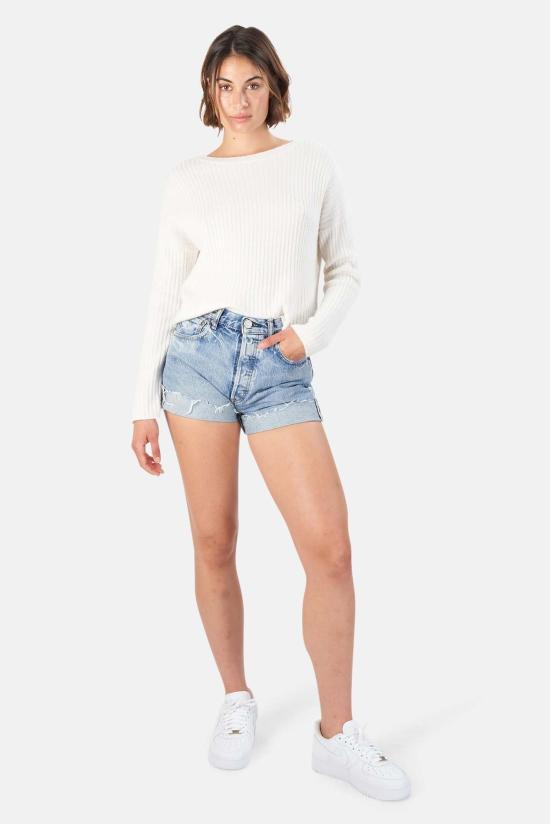  마우지 데님 숏팬츠 Moussy Upland 반바지 블루 - MOUSSY