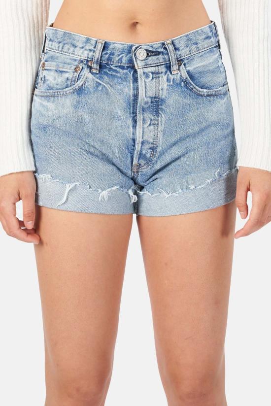  마우지 데님 숏팬츠 Moussy Upland 반바지 블루 - MOUSSY