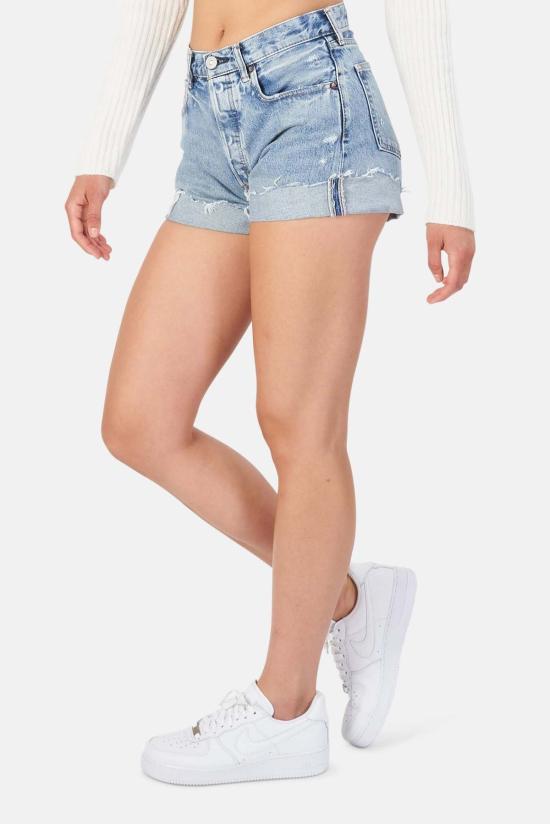  마우지 데님 숏팬츠 Moussy Upland 반바지 블루 - MOUSSY