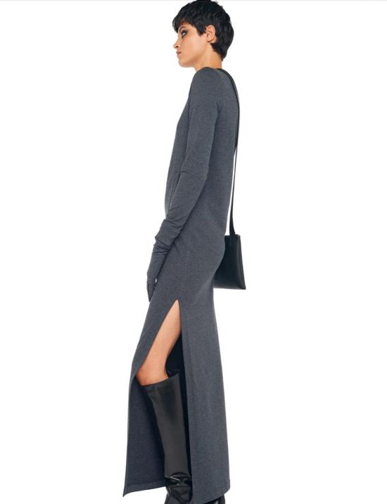  노마카말리 롱 원피스 노르마 카말리 롱슬리브 테일러드 드레스 사이드 슬릿 블랙 - NORMA KAMALI