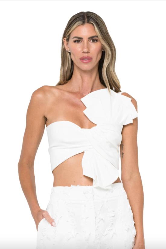  제이비큐 민소매 티셔츠 JBQ 오이스터 스트레치 데님 탑 오프 화이트