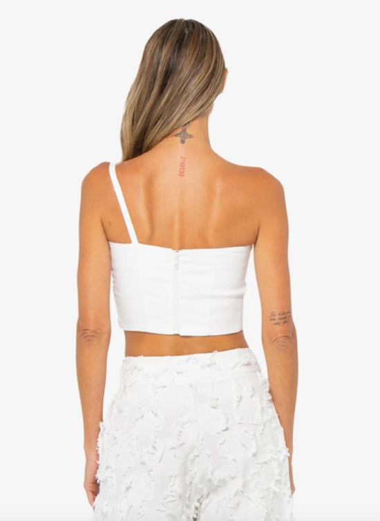  제이비큐 민소매 티셔츠 JBQ 오이스터 스트레치 데님 탑 오프 화이트 - JBQ