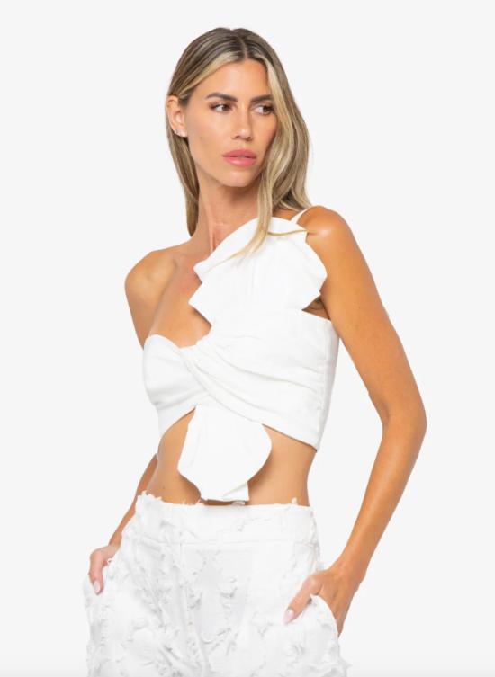  제이비큐 민소매 티셔츠 JBQ 오이스터 스트레치 데님 탑 오프 화이트 - JBQ