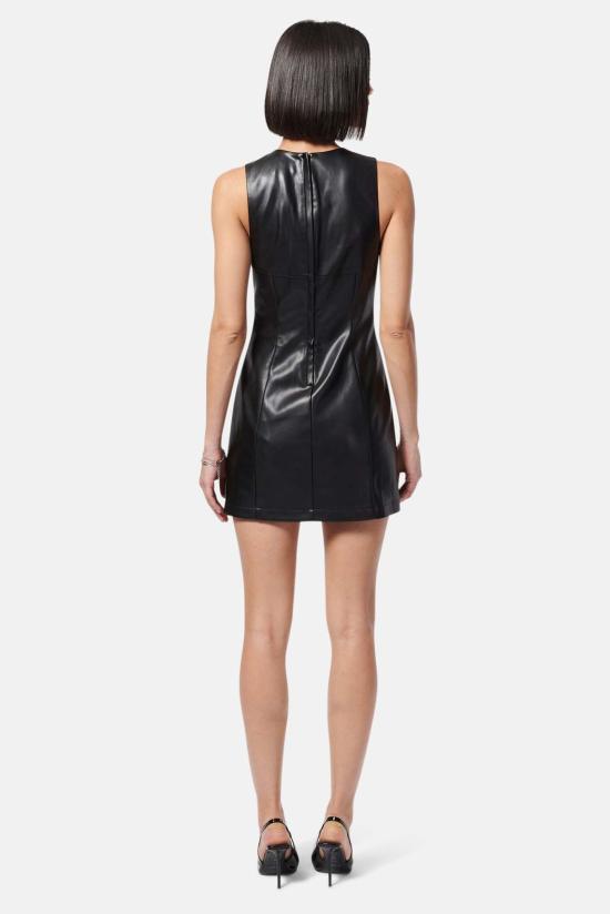  카미 뉴욕 숏 원피스 캐미 NYC 주비아 비건 레더 드레스 블랙 - CAMI NYC