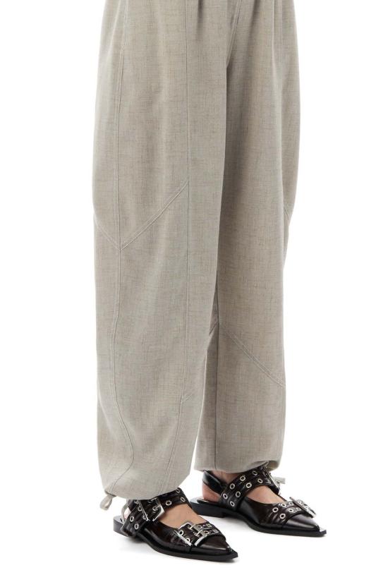  가니 플랫 슈즈 청키 버클 발레리나 버건디 - GANNI