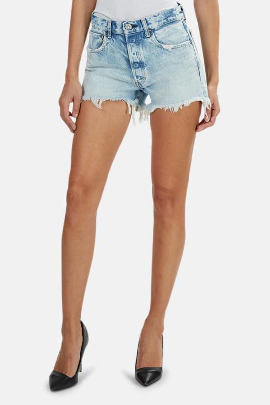  마우지 데님 숏팬츠 Moussy Tribbey 반바지 라이트 블루 - MOUSSY
