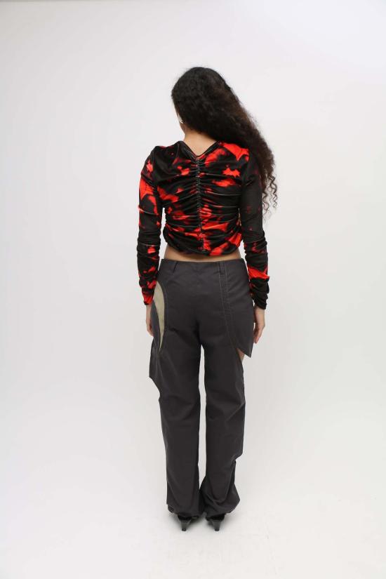  Lucille Thièvre 가디건 루실 티에브르 프린트 벨벳 저지 카디건 레드/블랙 - OTHER BRANDS