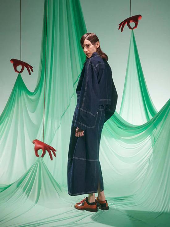  헨릭 빕스코브 데님 팬츠 Henrik Vibskov Dusk 데님 재킷 네이비 데님 - HENRIK VIBSKOV