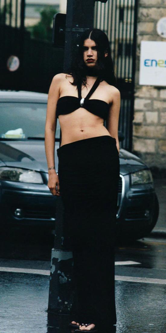  패리스 조지아 롱 스커트 파리 조지아 라피 드레이프 스커트 블랙 - PARIS GEORGIA