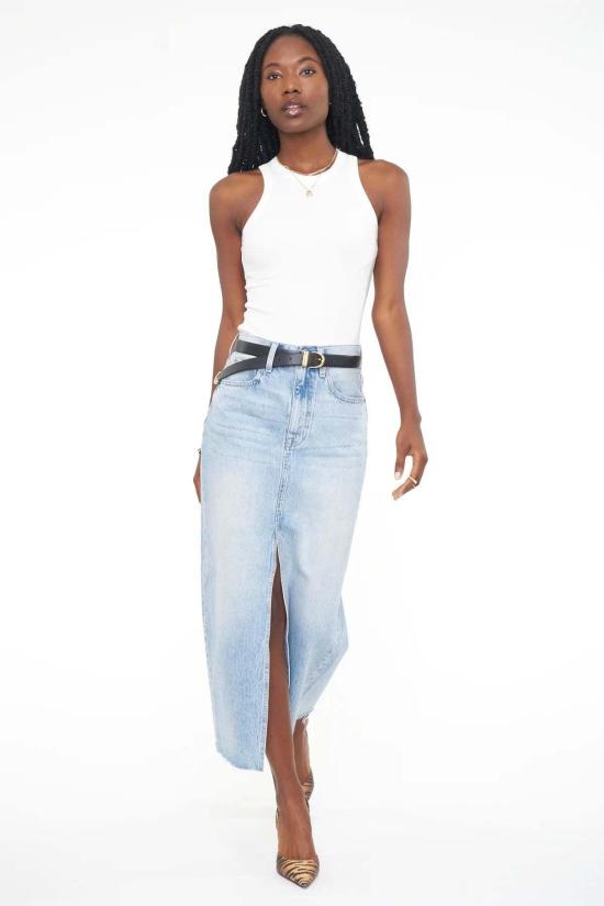  피스톨라 데님 스커트 앨리스 미디 스커트 브루클린 - PISTOLA