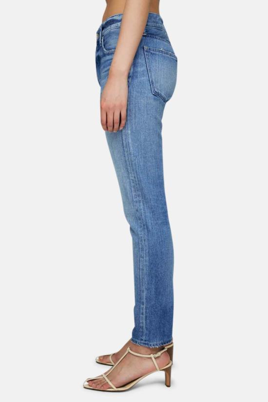  마우지 데님 팬츠 Moussy Evans 테이퍼드 미드 진 블루 - MOUSSY