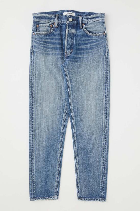  마우지 데님 팬츠 Moussy Evans 테이퍼드 미드 진 블루 - MOUSSY