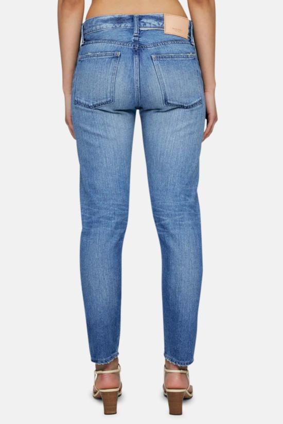  마우지 데님 팬츠 Moussy Evans 테이퍼드 미드 진 블루 - MOUSSY