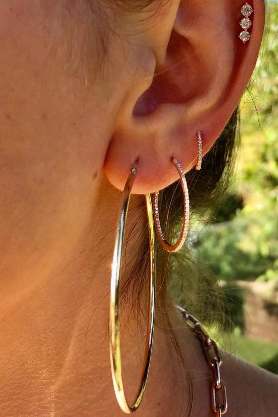  Shylee Rose 이어링 2인치 스키니 후프 화이트 골드 - OTHER BRANDS