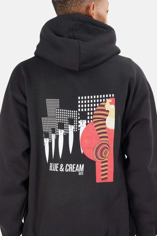  Blue&Cream 후드 티셔츠 블루&크림 Ues 후드티 블랙 - BLUE&CREAM
