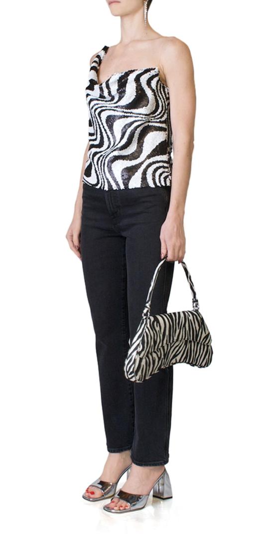  사이먼밀러 민소매 티셔츠 Simon Miller Sequin Turvy Top Zebra - SIMONMILLER