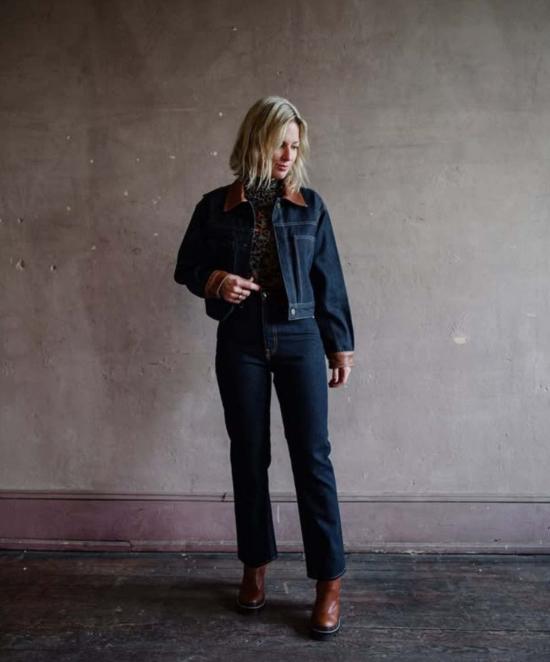  프레임 봄버 자켓 데님 아틀리에 데님/가죽 봄버 재킷 - FRAME