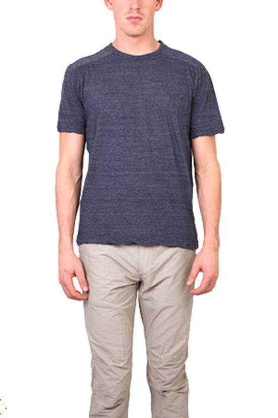  브룸 반팔 티셔츠 V/Room 멜란지 크루 티셔츠 네이비