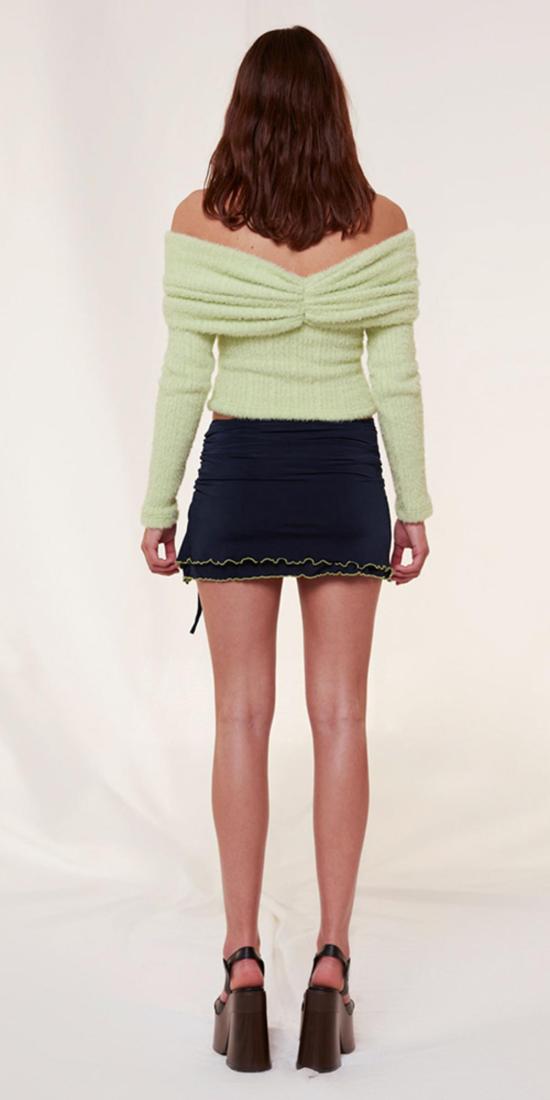  SIEDRÉS 숏 스커트 SiedrÉs Nila 주름 장식 저지 미니 스커트 네이비 - OTHER BRANDS