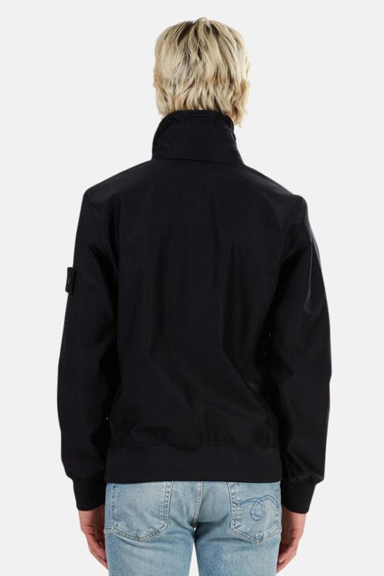  스톤 아일랜드 폴로 티셔츠 고스트 피스 나일론 3/4 지퍼 풀오버 블랙 - STONE ISLAND