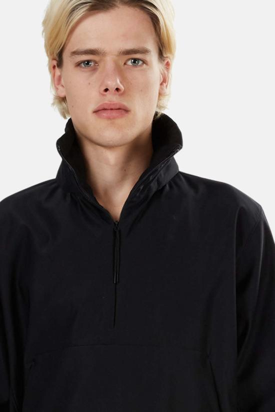  스톤 아일랜드 폴로 티셔츠 고스트 피스 나일론 3/4 지퍼 풀오버 블랙 - STONE ISLAND