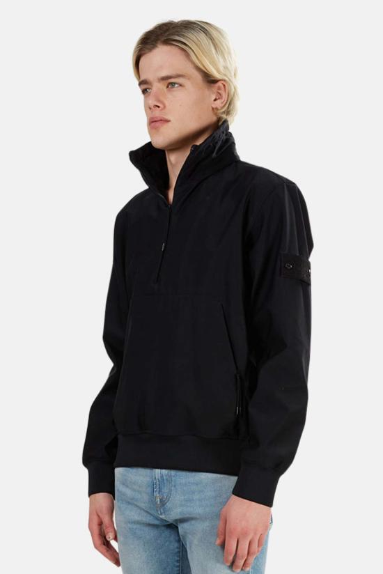  스톤 아일랜드 폴로 티셔츠 고스트 피스 나일론 3/4 지퍼 풀오버 블랙 - STONE ISLAND
