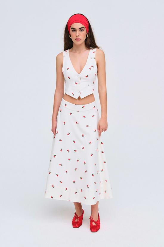  포러브앤레몬스 베스트 For Love & Lemons 탈리아 자수 조끼 크림