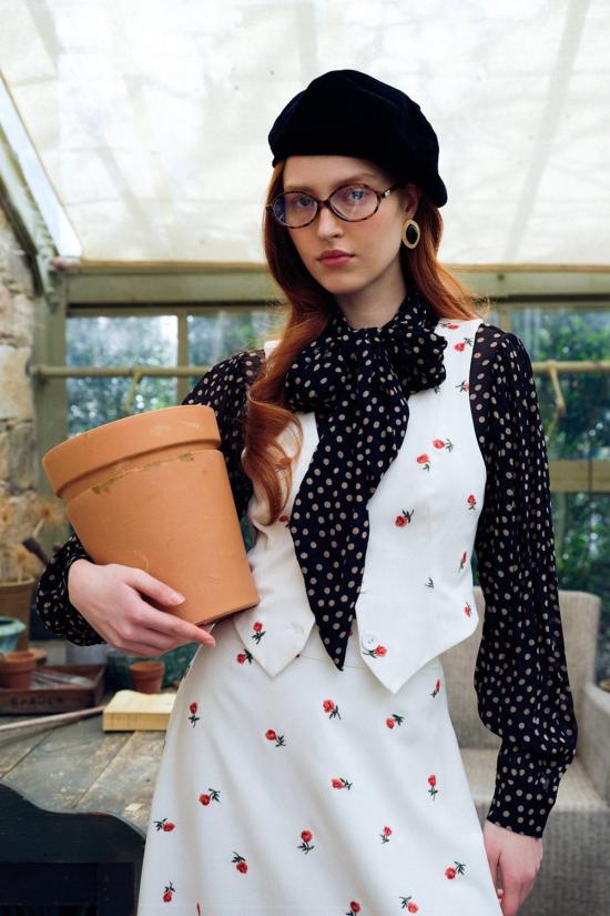  포러브앤레몬스 베스트 For Love & Lemons 탈리아 자수 조끼 크림 - FOR LOVE & LEMONS