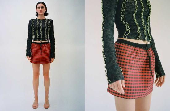  커밍 오브 에이지 숏 스커트 체크 미니 스커트 레드 - COMING OF AGE