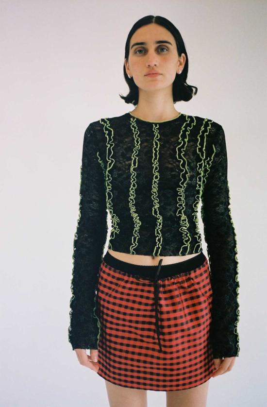  커밍 오브 에이지 숏 스커트 체크 미니 스커트 레드 - COMING OF AGE