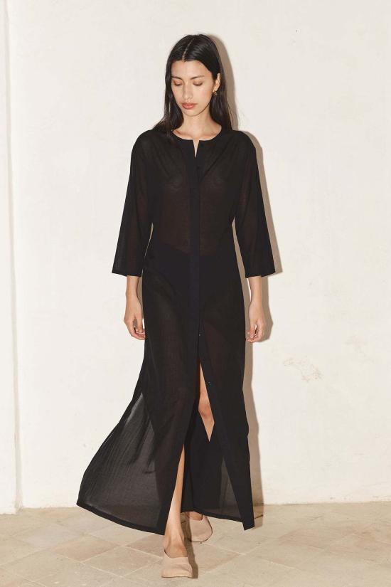  다두라 롱 원피스 다투라 페이 바티스트 코튼 드레스 블랙