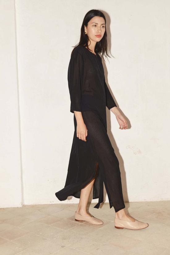  다두라 롱 원피스 다투라 페이 바티스트 코튼 드레스 블랙 - DATURA