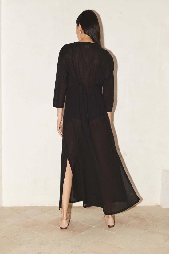  다두라 롱 원피스 다투라 페이 바티스트 코튼 드레스 블랙 - DATURA