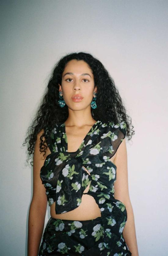  유한왕 민소매 티셔츠 Yuhan Wang 플로럴 자카드 주름 장식 탑 - YUHAN WANG