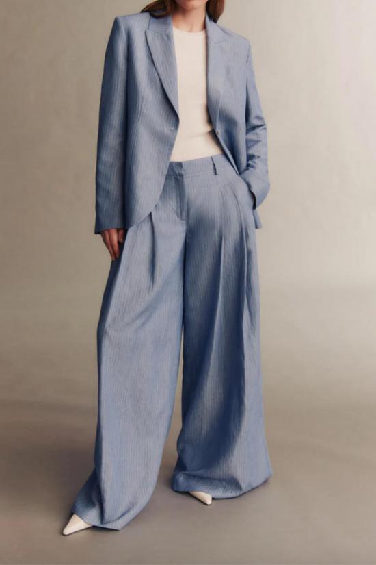  티더블유피 스트레이트 팬츠 Twp New Didi 스트라이프 팬츠 인디고/화이트