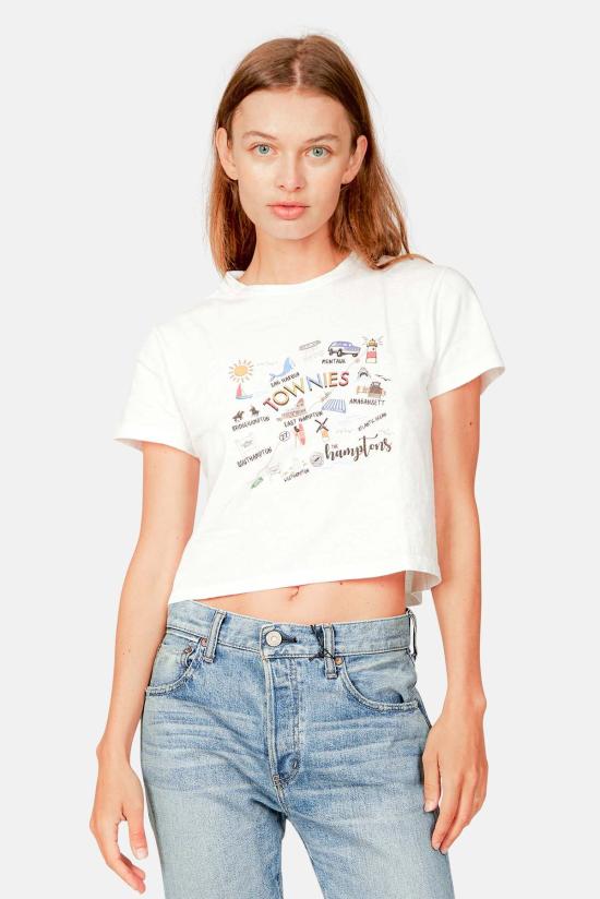  블루&크림 반팔 티셔츠 타우니스 티 에크루