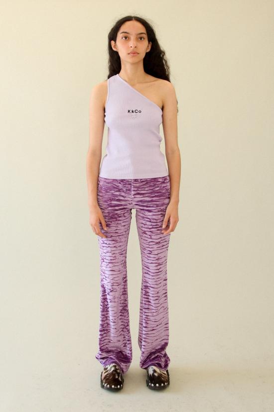  케이코 민소매 티셔츠 KK Co 피어싱 원 숄더 리브 탱크 라벤더