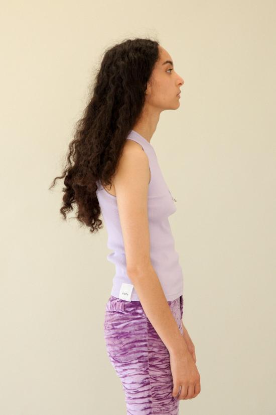  케이코 민소매 티셔츠 KK Co 피어싱 원 숄더 리브 탱크 라벤더 - KKCO