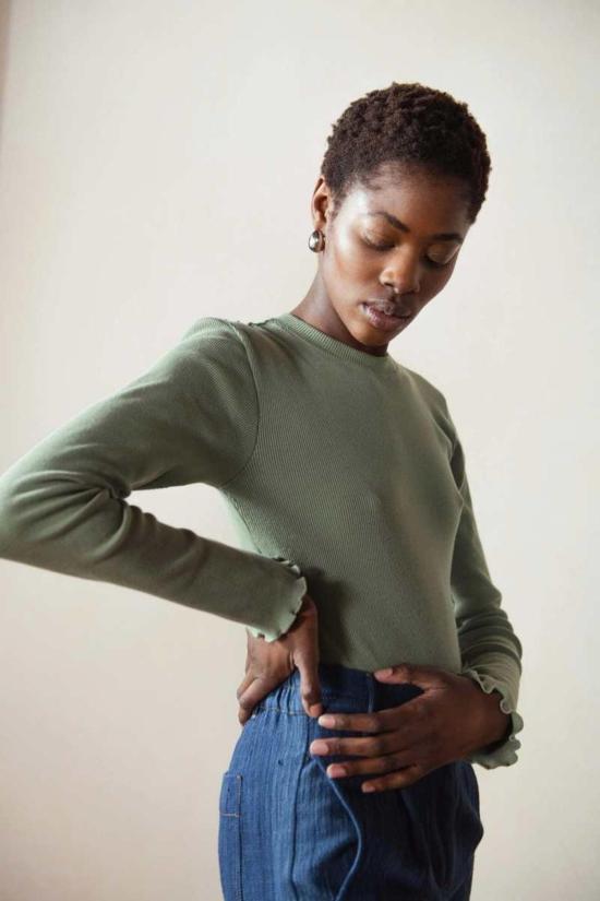  마리아 스탠리 바디수트 티셔츠 피어스 바디수트 셀라돈 - MARIA STANLEY