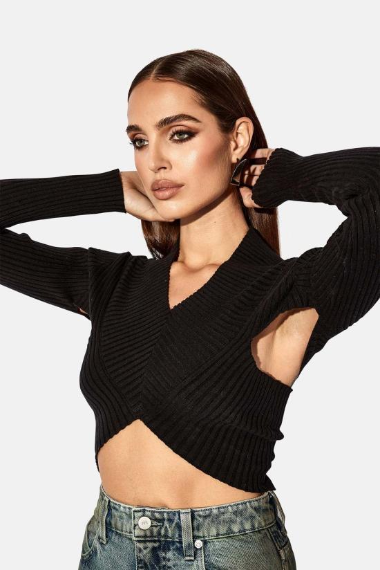  알티에이 긴팔 티셔츠 Rt A 롱슬리브 크롭 니트 탑 블랙 - RTA