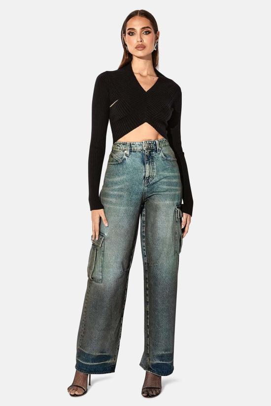  알티에이 긴팔 티셔츠 Rt A 롱슬리브 크롭 니트 탑 블랙