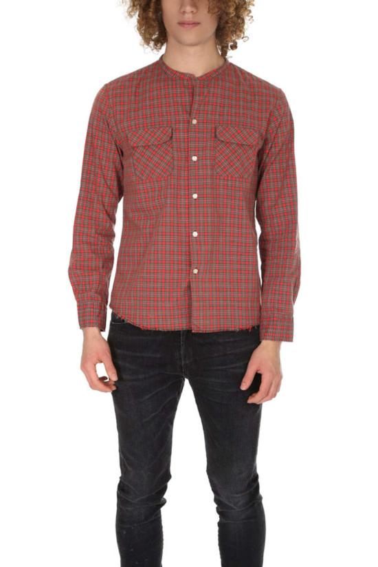  ONES STROKE 긴팔 셔츠 원스 스트로크 체크 스탠드 칼라  레드