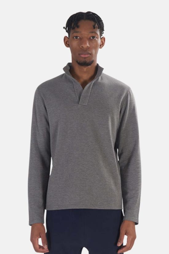  Blue&Cream 폴로 티셔츠 블루&크림 메이슨 팝 칼라 스톰 헤더