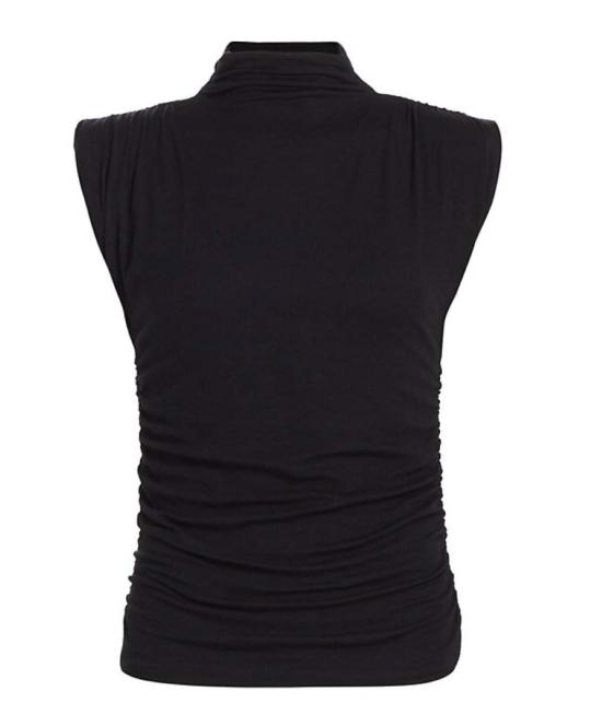  베로니카비어드 블라우스 베로니카 비어드 로사 하이넥 숏 캡 슬리브 탑 블랙