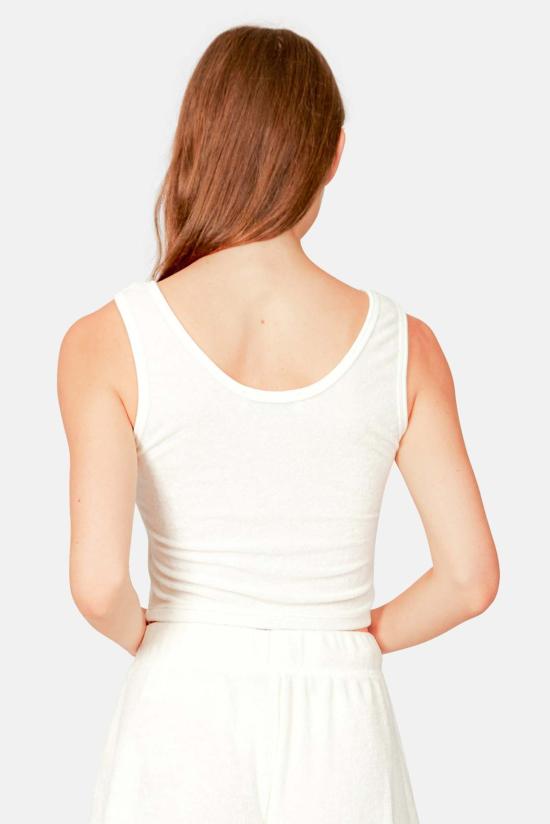  블루&크림 민소매 티셔츠 블루앤크림 조 크롭 탱크 쉬크 크림 - BLUE&CREAM