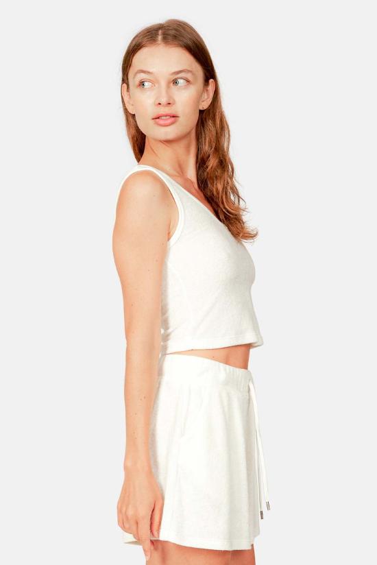  블루&크림 민소매 티셔츠 블루앤크림 조 크롭 탱크 쉬크 크림 - BLUE&CREAM