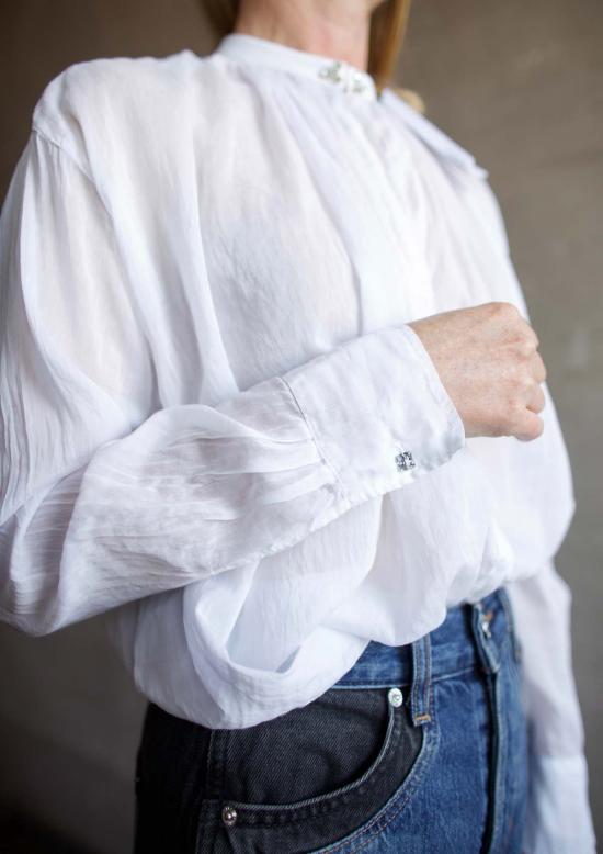  포르테포르테 블라우스 Forte Forte Voile 보헤미안 셔츠 크리스털 비앙코 - FORTE FORTE